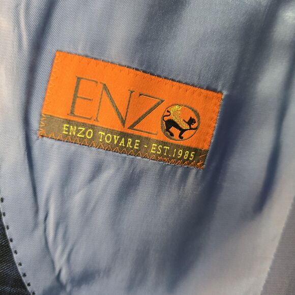 Enzo Tovare Blazer Mens 46R Blue Plaid Wool Sartorial AMF 2 Button Notch Lapel - Picture 10 of 16